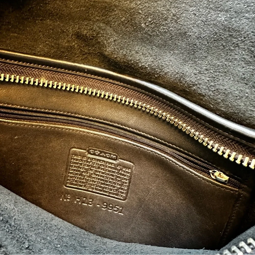 Vintage Y2K COACH Black Genuine Leather Satchel Bag Unisex Patrica Saddle - Picture 15 of 15